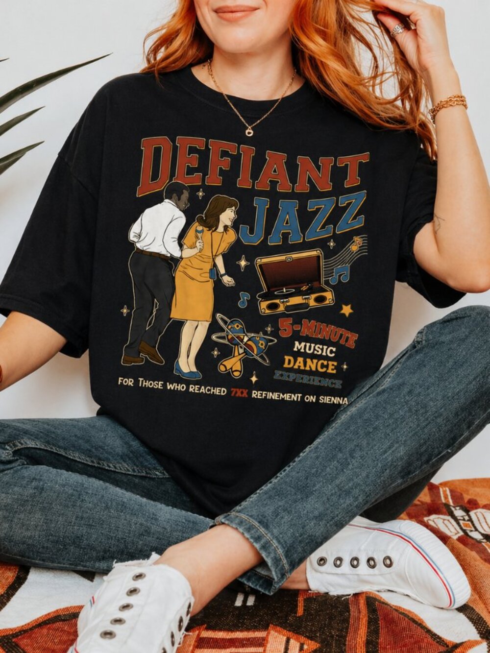 Defiant Jazz Scene T-shirt, Sci-Fi Retro Graphic Tee